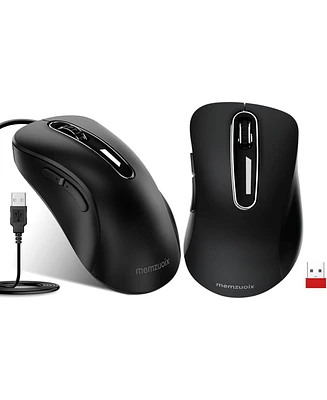 memzuoix 2.4G Wireless Mouse + Usb Wired Mouse for Laptop, Desktop, Pc, MacBook- 2 Pack