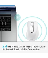 memzuoix 2.4G Wireless Mouse,Ergonomic Mouse Pad with Wrist Support for Laptop, Pc, Desktop, MacBook(White Mouse + Pad)
