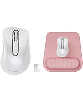 memzuoix 2.4G Wireless Mouse,Ergonomic Mouse Pad with Wrist Support for Laptop, Pc, Desktop, MacBook(White Mouse + Pad)