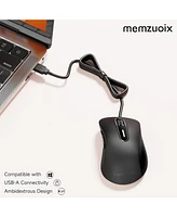 memzuoix Wired Mouse, Usb Computer Mouse 1200 Dpi Mobile Optical Ergonomic Design Mice with 5FT Cord for Laptop, Pc, Desktop, MacBook,