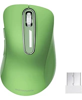 memzuoix 2.4G Wireless Mouse,Ergonomic Mouse Pad with Wrist Support for Laptop, Pc, Desktop, MacBook(Green Mouse + Pad)