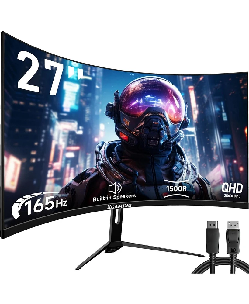 memzuoix 27 Inch Curved Ips Monitor, Full Hd 1080P, 100Hz, Frameless Design, Eye Care, Hdmi & Vga Ports, Vesa 100x100mm, Es-27X3AL, Hdmi Cable Include