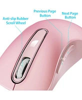 memzuoix 2.4G Wireless Mouse, Cordless Computer Mice Wireless Mouse for Laptop, Desktop, Pc, MacBook- 2 Pack (Led Rechargeable Wireless Mouse+ Pink Wi