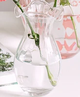 Vietri Hibiscus Glass Vertical Fluted Vase