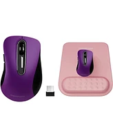 memzuoix 2.4G Wireless Mouse,Ergonomic Mouse Pad with Wrist Support for Laptop, Pc, Desktop, MacBook(Purple Mouse + Pad)