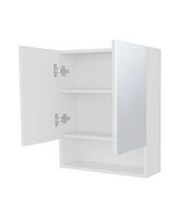 Fm Furniture Lodge Medicine Cabinet with Mirrored Doors and Open Storage