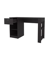 Sun City Computer Desk with a Drawer and Open Storage, Wengue