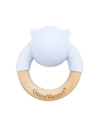 GooseWaddle Wooden & Silicone Rattle Teether Blue Bear