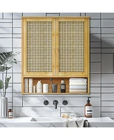Unho Double Door Bathroom Wall Medicine Cabinet: Kitchen Storage Cabinet with 3 Shelves