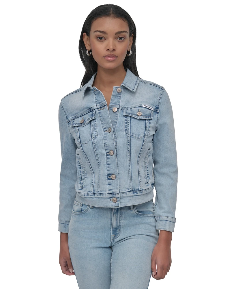 Dkny Jeans Women's Button-Down Denim Trucker Jacket - Kx5