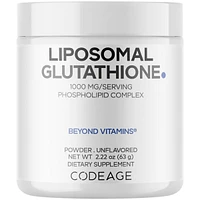 Codeage Liposomal Glutathione Powder - 1,000 mg L-Glutathione per Serving, Liposomal Delivery - 2-Month Supply - Reduced L-Glutathione - Unflavored