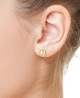 Effy Cultured South Sea Pearl (9mm), Yellow Diamond (2-1/20 ct. t.w.) & White Diamond (1-1/8 ct. t.w.) Halo Stud Earrings in 14k Gold