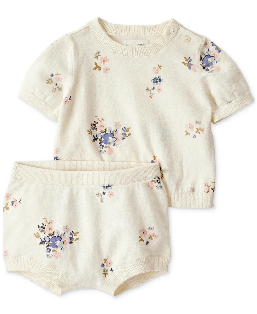 Little Planet by Carter's Baby Girls 2-Pc. Organic Cotton Floral Top & Shorts Sweater Set