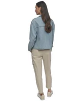 Dkny Jeans Womens Utility Pocket Denim Jacket Cropped Sleeveless Sweater Utility Pocket Cargo Pants