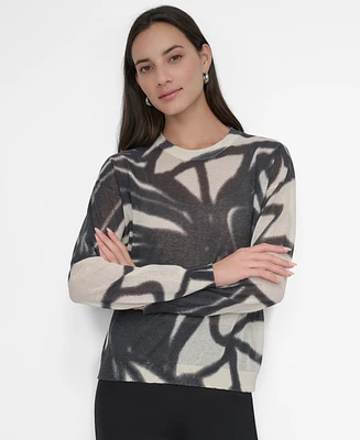 Dkny Women's Abstract-Print Long-Sleeve Sweater