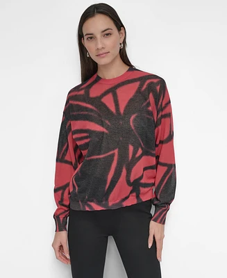 Dkny Women's Abstract-Print Long-Sleeve Sweater