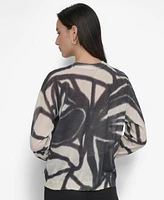 Dkny Women's Abstract-Print Long-Sleeve Sweater