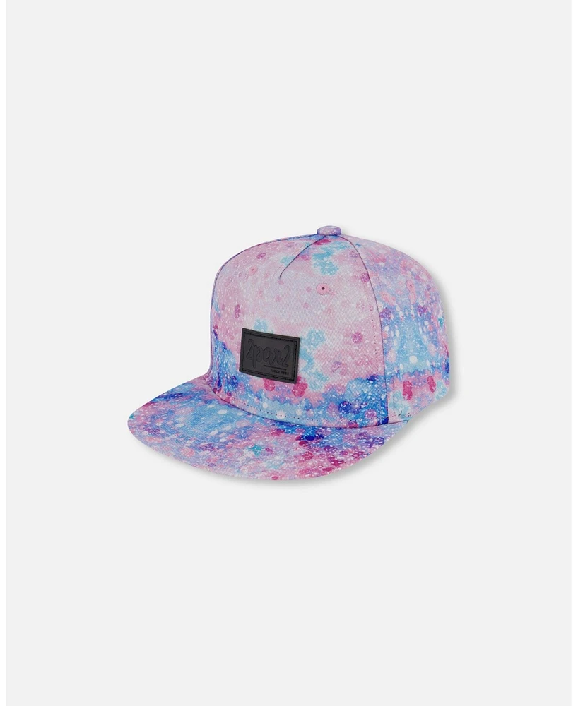 Deux par Deux Baby Girls Printed Cap Pink With Bubble Effects