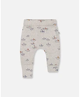 Deux par Baby Boys Printed Organic Cotton Evolutive Pant Paper Boat