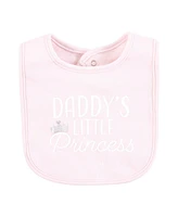 Hudson Baby Infant Girl Cotton Bib and Sock Set, Daddys Princess Crown, One Size