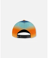 Deux par Deux Baby Boys Printed Cap Navy Blue, Turquoise, And Orange