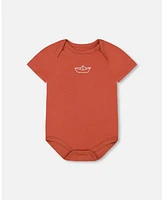 Deux par Baby Boys Organic Cotton Onesie Terracotta