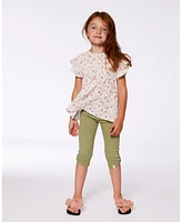 Deux par Toddler Girls Crinkle Jersey Capri Legging Olive Green - Toddler|Child