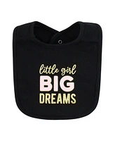 Hudson Baby Infant Girl Cotton Bibs, Leopard Hearts, One Size