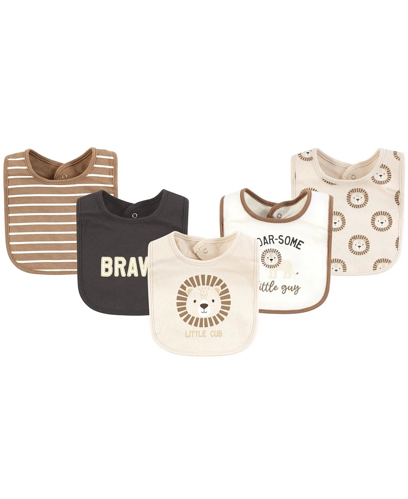 Hudson Baby Cotton Bibs, Brave Lion, One Size