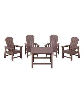 Kids 5-Piece Hdpe Outdoor Square Patio Dining Table and Chairs Set
