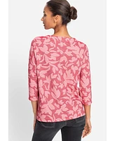 Olsen Floral Rib Knit Jersey Top