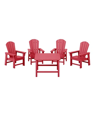 Kids 5-Piece Hdpe Outdoor Square Patio Dining Table and Chairs Set