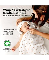Lyra Muslin Baby Towels with Hoods for Newborn Girls, Boys, 100% Organic Cotton Soft Hooded Bath