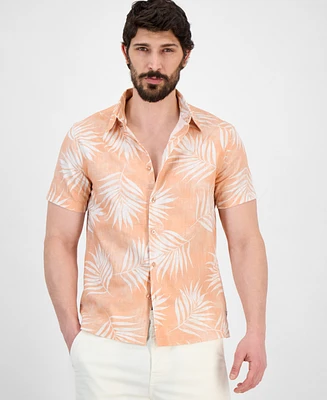 Guess Men's Regular-Fit Textured Palm-Print Button-Down Shirt