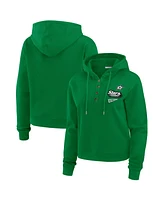 Wear by Erin Andrews Women's Kelly Green Dallas Stars Waffle-Knit Pullover Hoodie