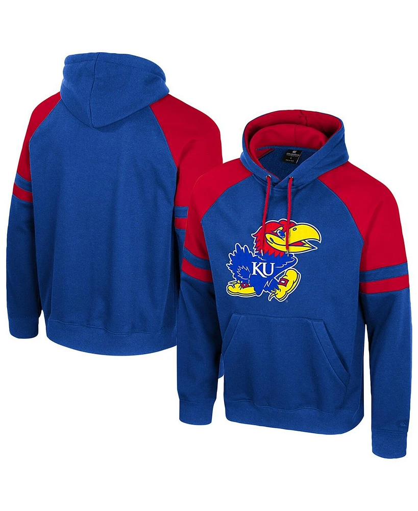 Colosseum Men's Royal Kansas Jayhawks Todd Raglan Pullover Hoodie