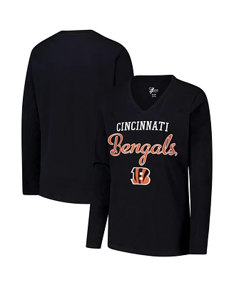 G-iii 4Her by Carl Banks Women's Black Cincinnati Bengals Post Season Long Sleeve V-Neck T-Shirt