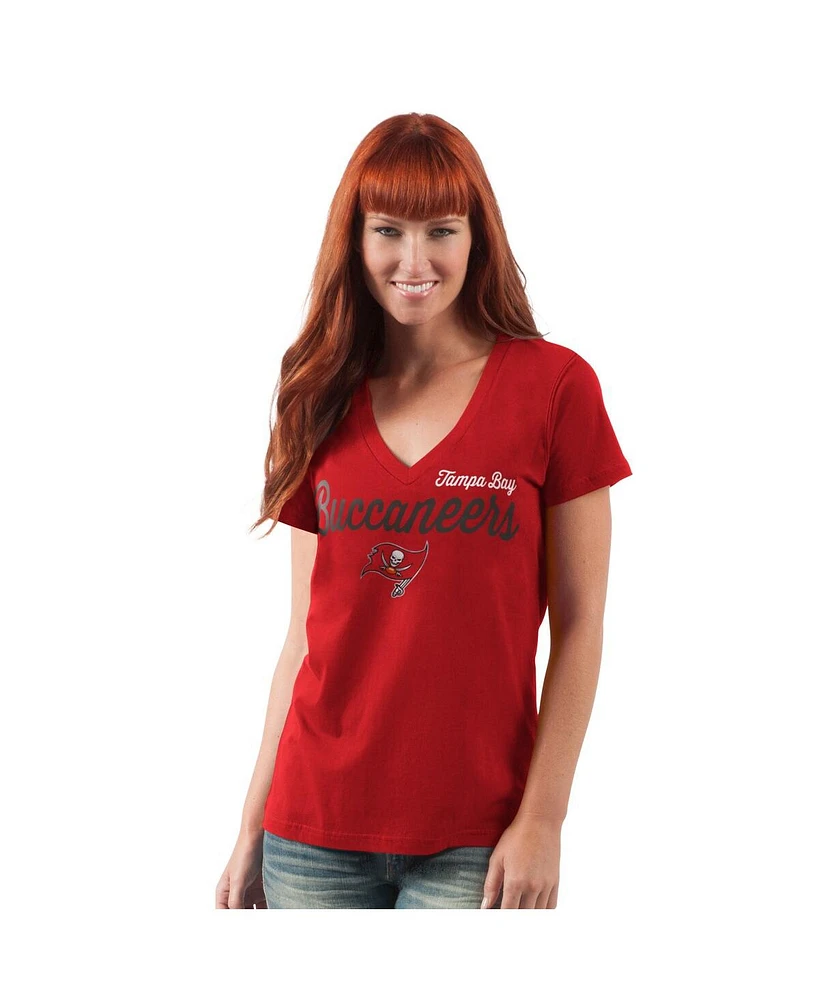 G-iii 4Her by Carl Banks Women's Red Tampa Bay Buccaneers Post Season V-Neck T-Shirt