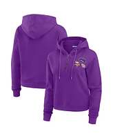 Wear By Erin Andrews Women's Purple Minnesota Vikings Waffle Hoodie Pullover Top