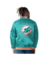 Starter Men's Aqua/Orange Miami Dolphins Closer Reversible Satin Full-Snap Jacket