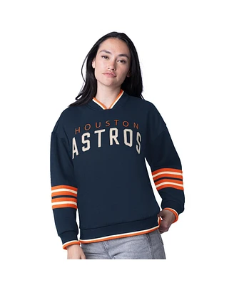 Starter Women's Navy Houston Astros Wild Card Oversized Pullover Sweatshirt