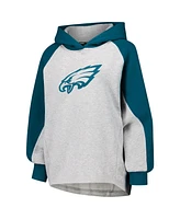 Dkny Women's Gray/Midnight Green Philadelphia Eagles Joy Cropped Raglan Pullover Hoodie