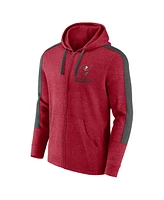 Fanatics Men's Heather Red Tampa Bay Buccaneers Gains Full-Zip Hoodie