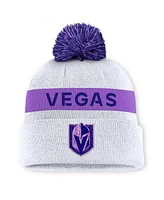 Fanatics Men's White Vegas Golden Knights Hockey Fights Cancer Cuffed Knit Hat with Pom