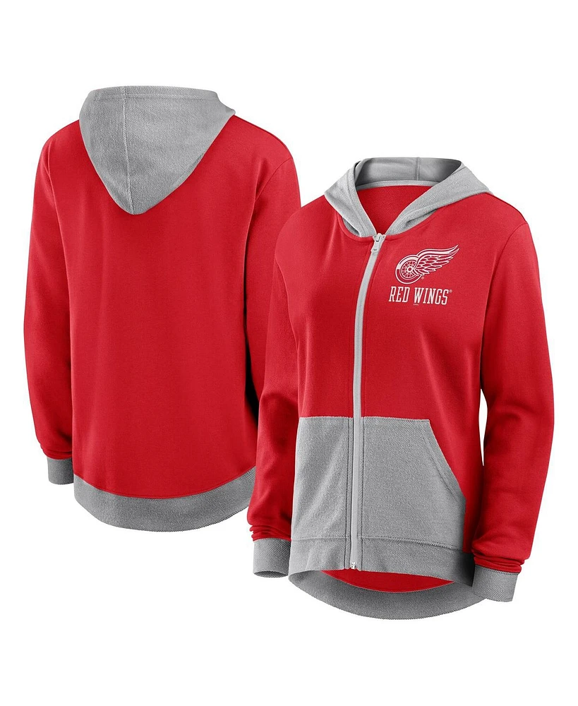 Logo Athletic Women's Red Detroit Wings Hit It French Terry Full-Zip Hoodie