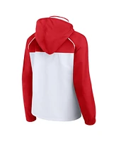 Fanatics Women's White/Red Chicago Bulls Anorak Raglan Full-Zip Hoodie Jacket