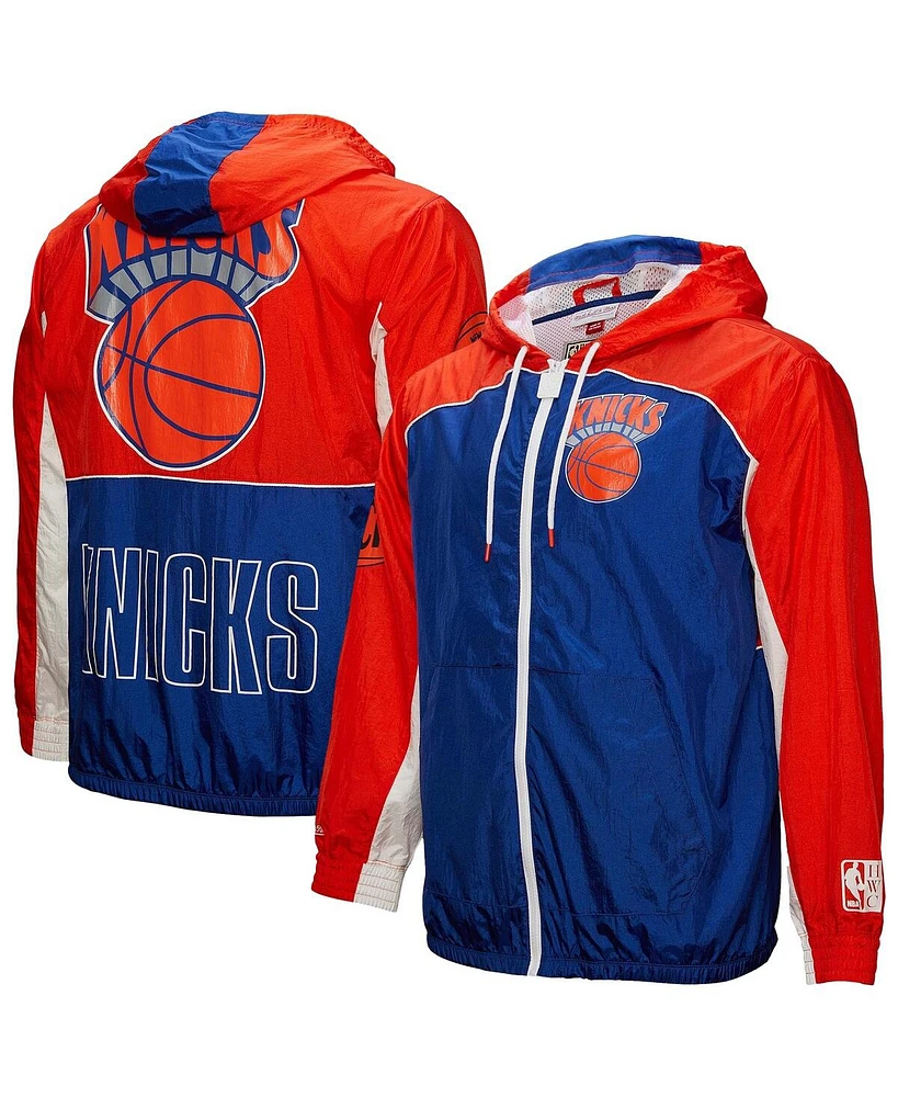 Mitchell & Ness Men's Blue New York Knicks Hardwood Classics Big Shot Premium Full-Zip Windbreaker Jacket