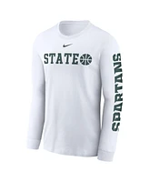 Nike Men's White Michigan State Spartans Basketball Icon Two-Hit Long Sleeve T-Shirt