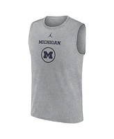 Jordan Men's Heather Gray Michigan Wolverines On-Court Basketball Practice Legend Sleeveless T-Shirt