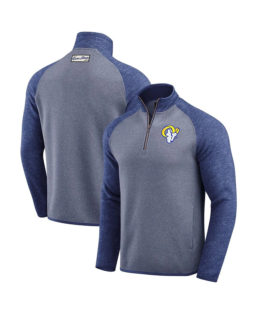 Fanatics Men's Blue Los Angeles Rams Tonal Quarter-Zip Jacket